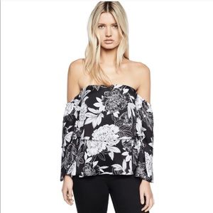 Bardot Mia Tier Off The Shoulder Top Ruffle Floral
